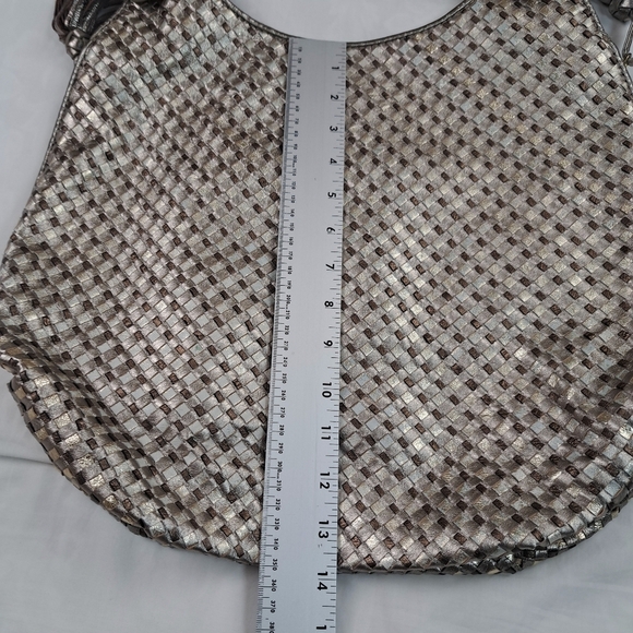 Elliott Lucca Hobo Bag Metallic Gold & Silver Braided Leather Purse - Picture 9 of 14